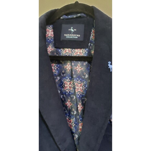 Tailorbyrd Men’s Two-Button Navy Blue Corduroy Blazer Sport Coat Jacket Size 44R - Picture 5 of 9